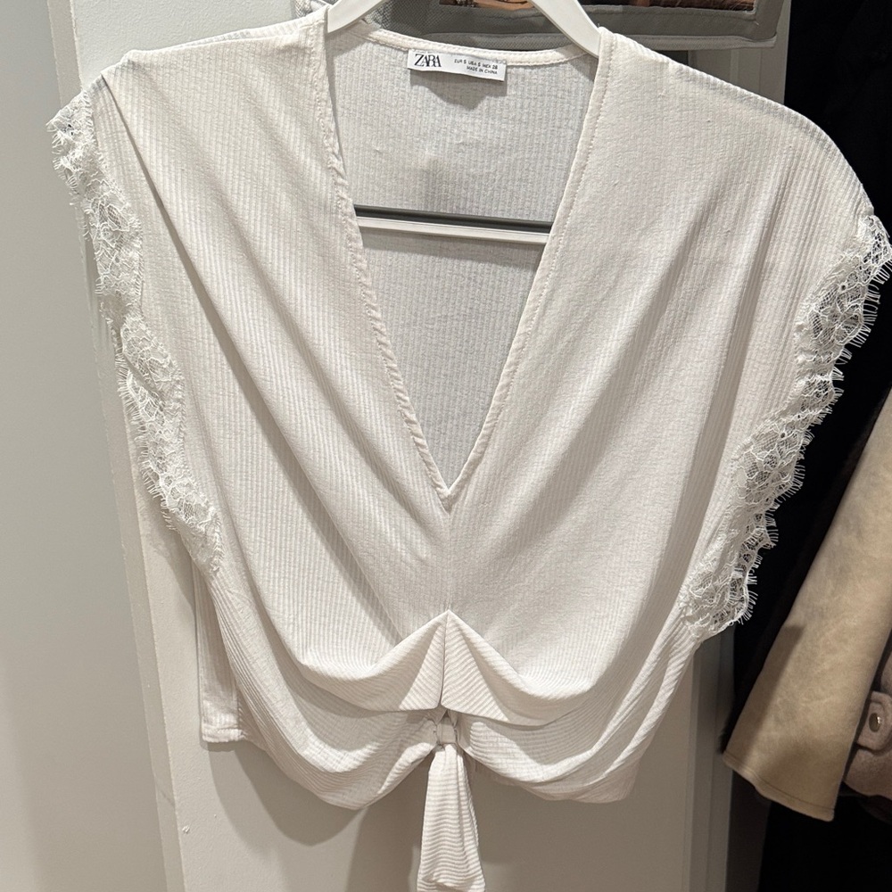 Zara white Lace Accent Women's Blouse